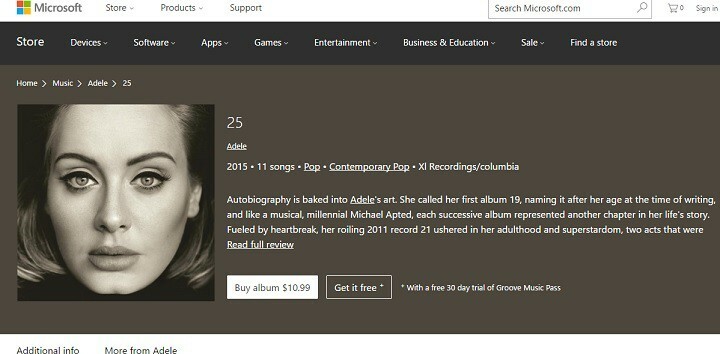Groove Music Pass omogućuje vam besplatno slušanje Adeleina 25 albuma