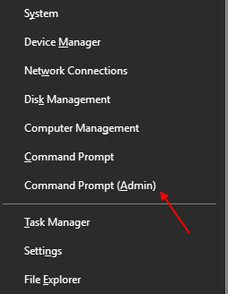 Командная подсказка от имени администратора Меню быстрого доступа Windows 10