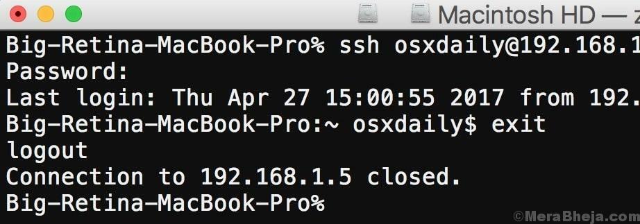 „Ssh“ klientas „Mac OS“ 1 min