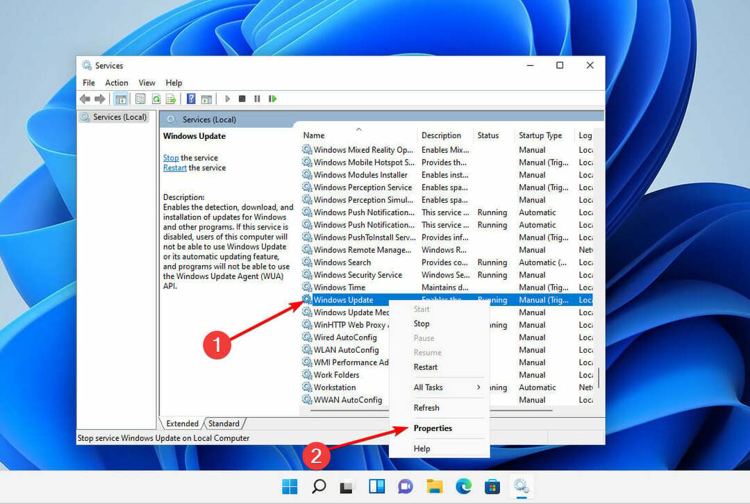 Svojstva ažuriranja sustava Windows Pogreška ažuriranja sustava Windows 11 0x80070422