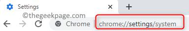 Chrome-innstillinger System Min