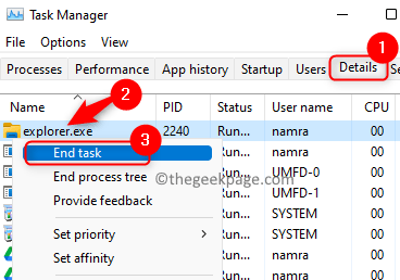 Task-Manager Datei-Explorer Task beenden Min