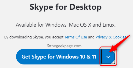 Skype für Desktop Klicken Sie auf Pfeil Min
