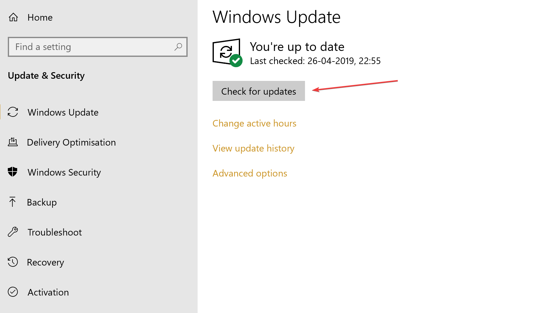 verifique se há atualizações do Windows