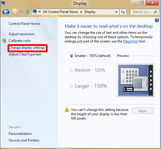 VGA non funziona in Windows 8