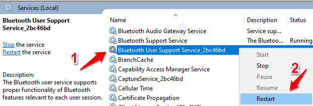 Ponovni zagon storitve Bluetooth