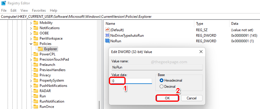 Suorita komento -ominaisuuden poistaminen käytöstä Windows 11:ssä, 10:ssä