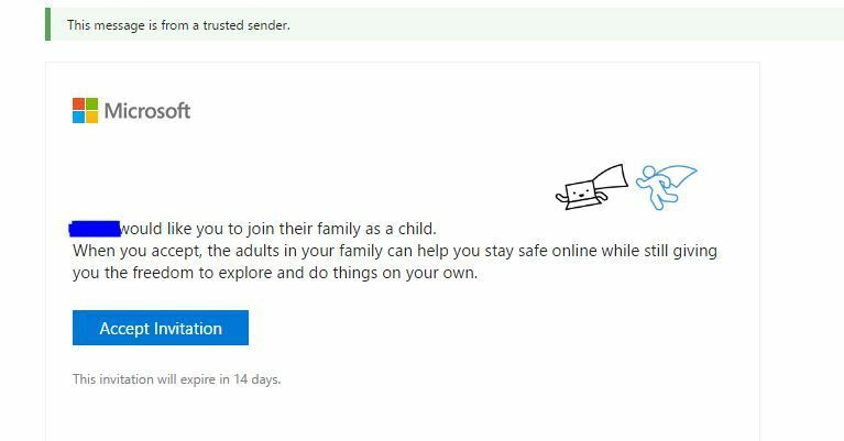 Microsoft-Familiensicherheit-Einladung annehmen