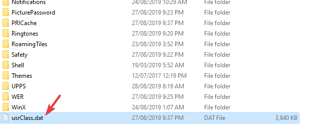 Меню запуску файлу usrClass.dat не відображатиметься