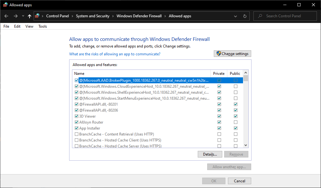 Permitir aplicación a través del firewall