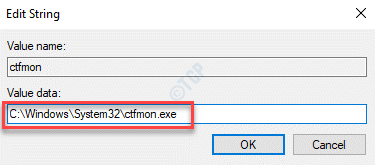 Edit String Value Data Set Value To Ctfmon.exe Path Ok