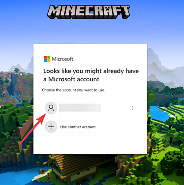 Sélectionnez le compte Microsoft pour lier le compte Mojang à la Xbox