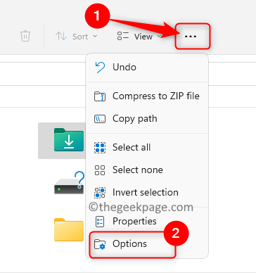 File Explorer opcijas Min
