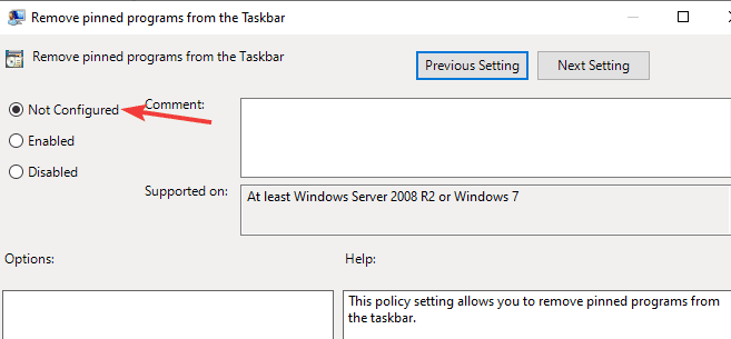 не налаштовані елементи, закріплені на панелі завдань, зникають у Windows 10