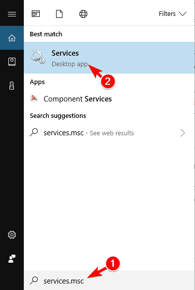 Tastatūras skaļuma kontrole nedarbojas Windows 10 Open Services