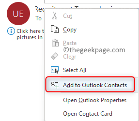 Pridėti prie Outlook kontaktų Min