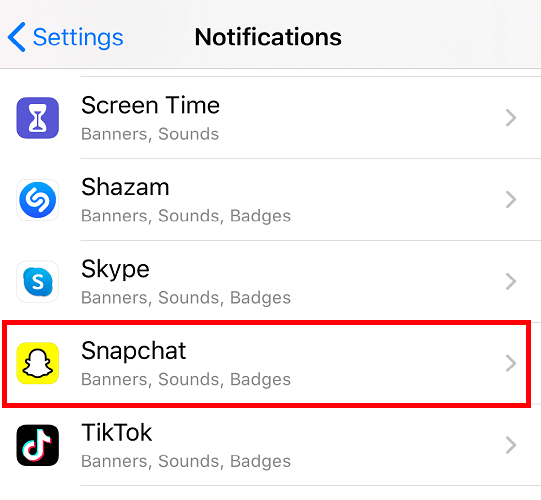 select-snapchat-notifiche-non-funzionanti