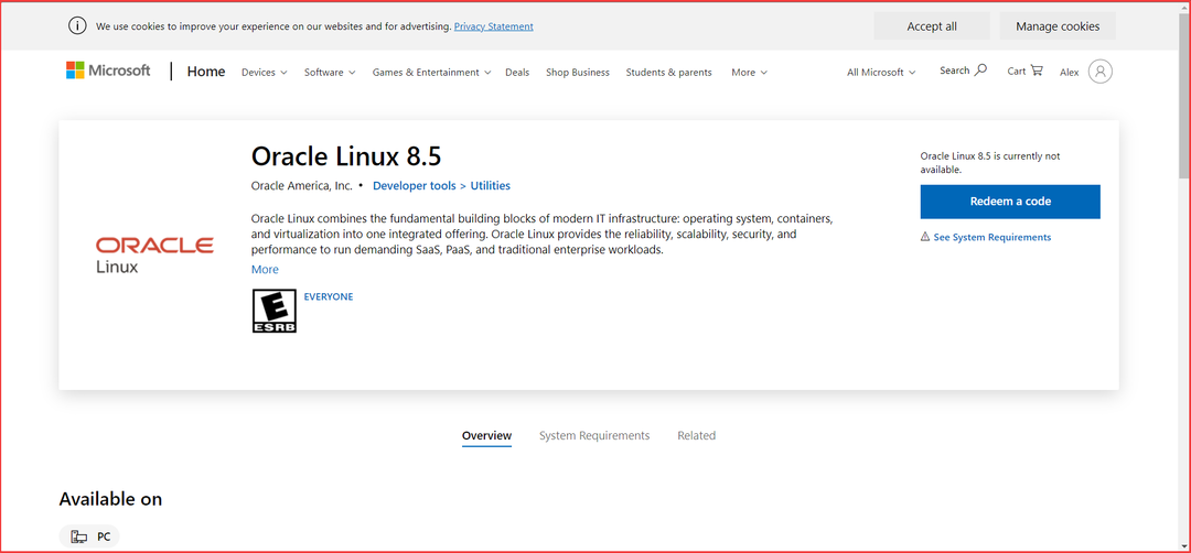 คุณสามารถค้นหา Linux Oracle ได้จาก Microsoft Store