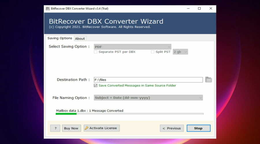 software di conversione da dbx a pst