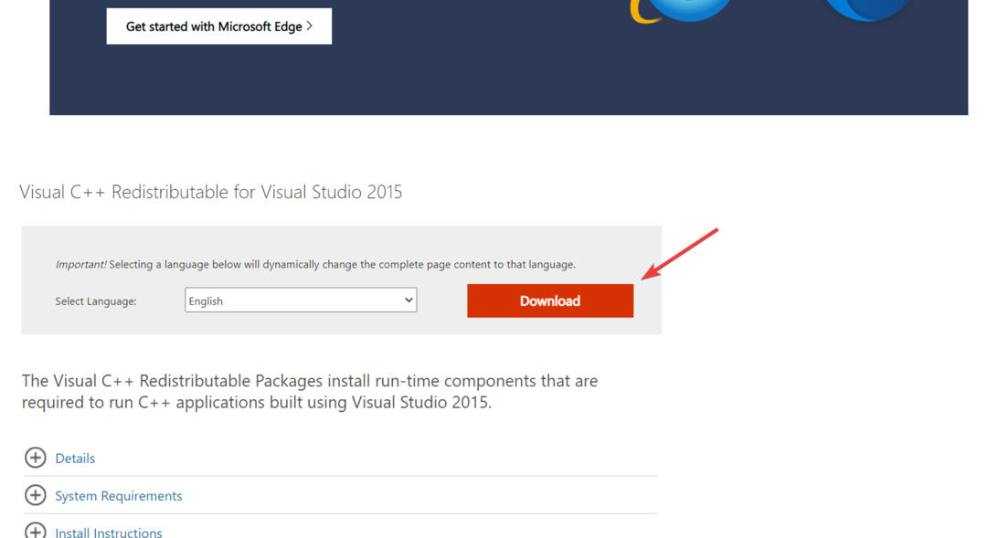 scarica il pacchetto ridistribuibile di Visual C ++
