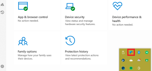 Poista Windows Security -varoitusmerkki käytöstä