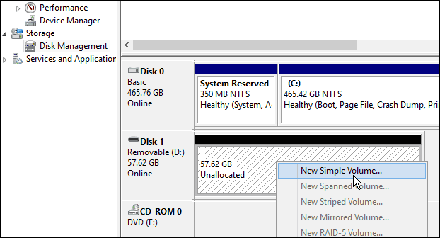 Gerenciamento de disco de armazenamento do Windows 10