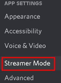 Skirtukas „Discord Streamer Mode“ Min