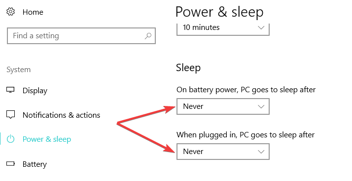 zapobiegaj spaniu systemu Windows 10