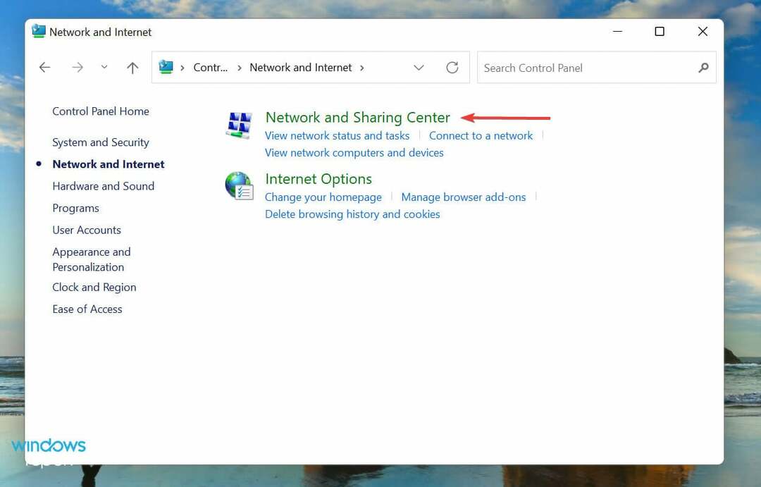Netzwerk- und Freigabecenter zur Bildschirmfreigabe von Windows 11 auf dem Fernseher