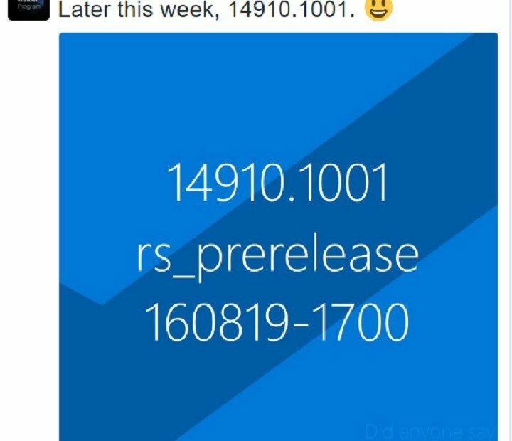 Windows 10 järk 14910 võiks olla järgmine Redstone 2 järk