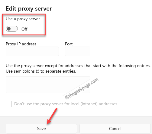 Proxyserver bearbeiten Proxyserver verwenden Deaktivieren Speichern Min