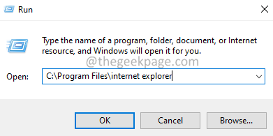 เรียกใช้กล่องโต้ตอบ Internet Explorer