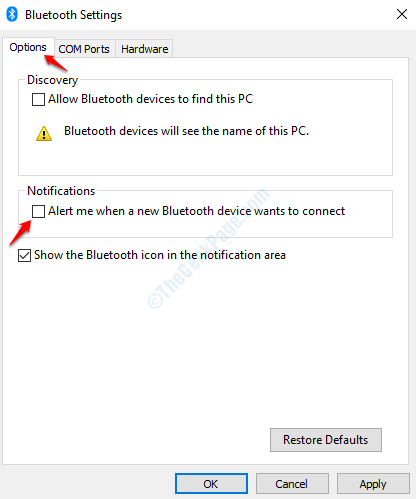 Bluetooth Poista hälytys käytöstä