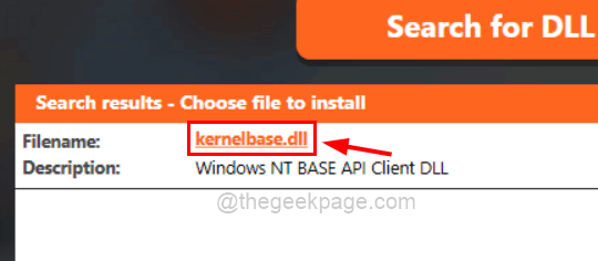 Vyberte soubor Kerbelbase DLL z výsledků 11zon
