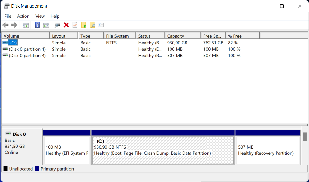 diska pārvaldības Windows 11 ISO kļūda. 