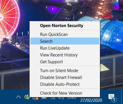 Menu kontekstowe programu Norton Security diablo 3 kod błędu 1016