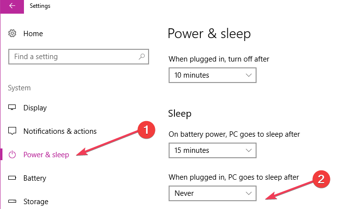 При подключении к сети компьютер никогда не переходит в спящий режим.