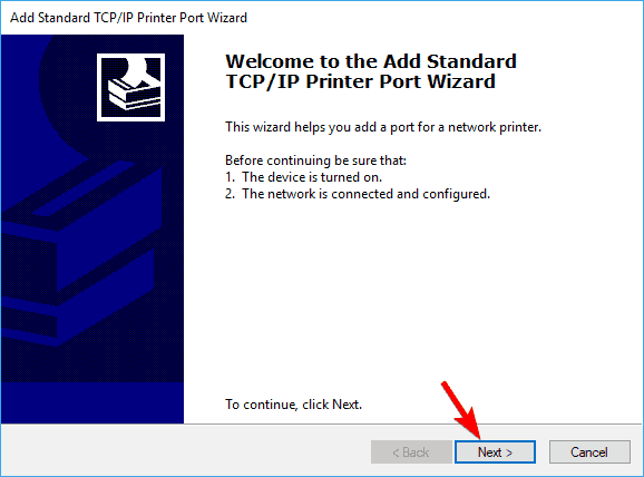 मानक tcp/ip पोर्ट विज़ार्ड जोड़ें