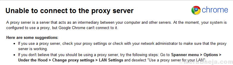 Nelze se připojit k proxy serveru - kód chyby 130