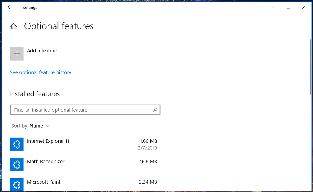 Fonctionnalités optionnelles Windows 10 gestion de l'impression manquante