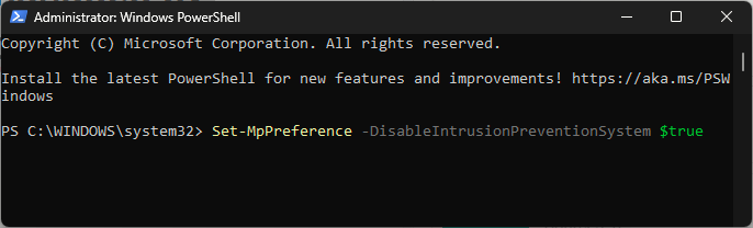 powershell_Disable Intrusion 