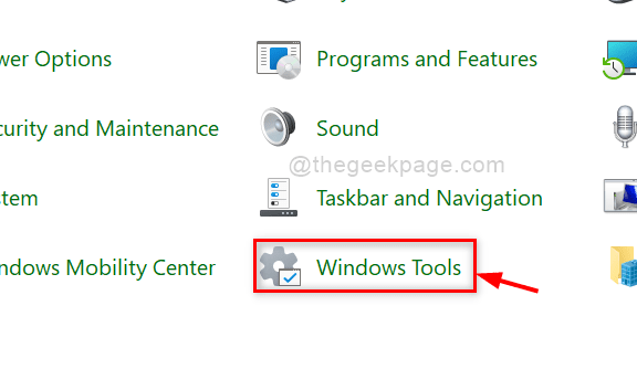 Windowsin työkalut Ohjauspaneelista