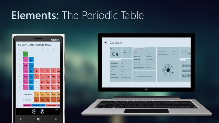 Chemijos programa „Elements: The Periodic Table“, išleista „Windows 8.1“