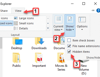 File Explorer View Näytä tai piilota piilotettujen kohteiden tarkistus