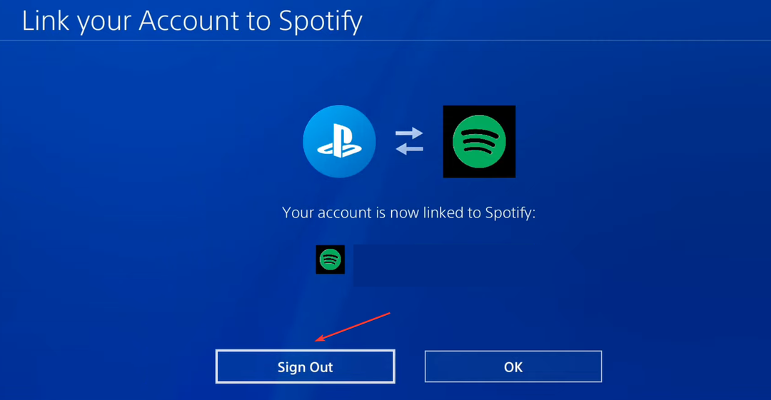 esci per risolvere il problema con Spotify che non funziona su PS4