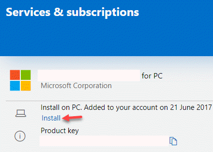 „Microsoft“ paskyros paslaugų ir prenumeratų diegimas