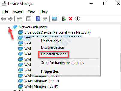 Device Manager Network Adapters ถอนการติดตั้งอุปกรณ์