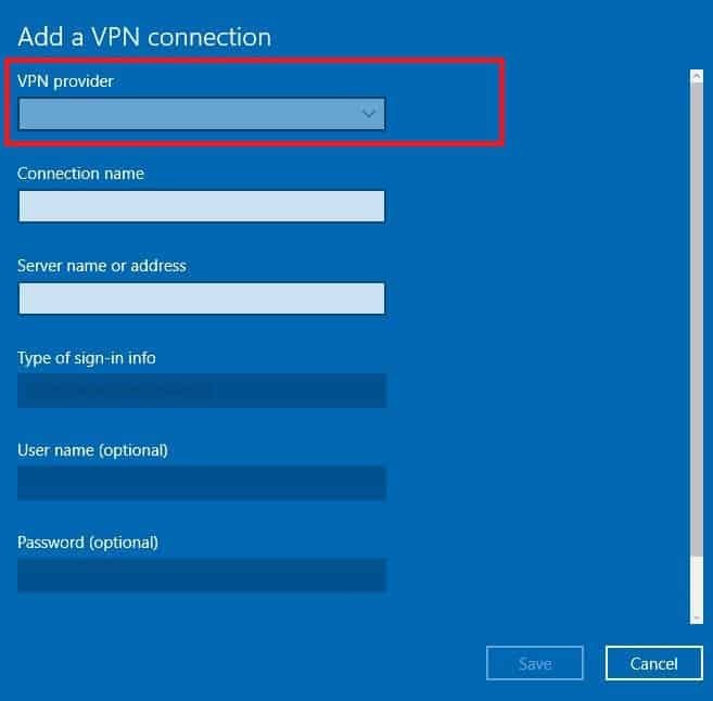 La VPN non è compatibile con Windows 10