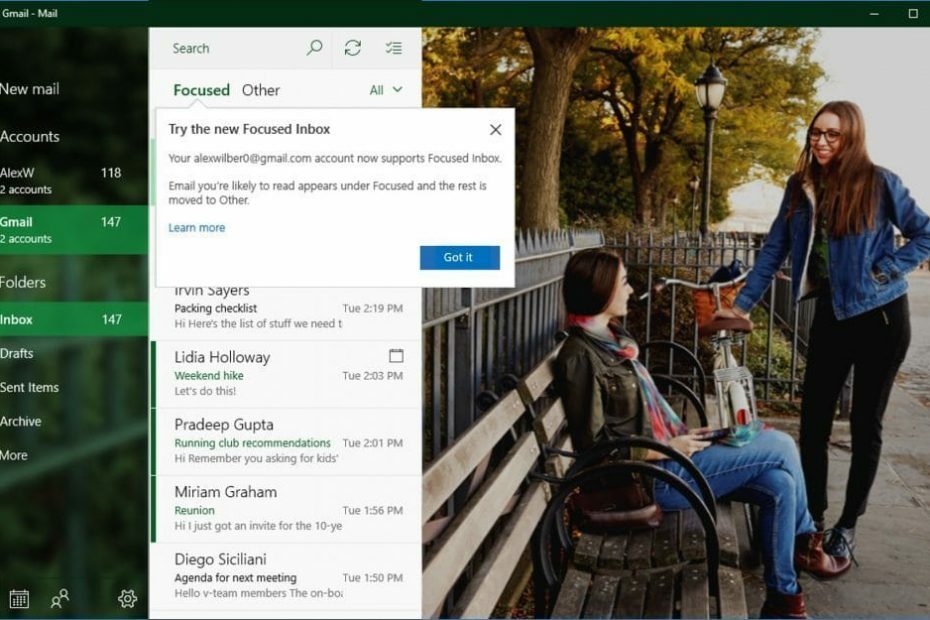 Gmail მომხმარებლები იღებენ Windows 10 ფოსტისა და კალენდრის ახალ ფუნქციებს