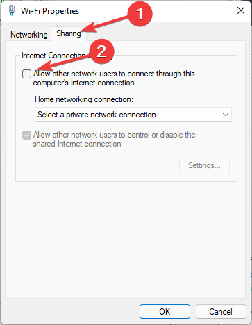 Permite partajarea VPN